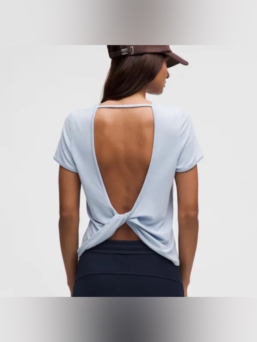 Lululemon Twist-Back Soft Ribbed Short Sleeve Top Blue Size 4 NWT